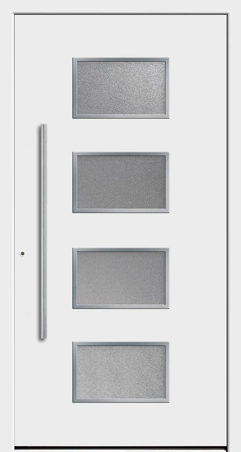 Rodenberg Haustür Modern Weiß mit Ornamentglas